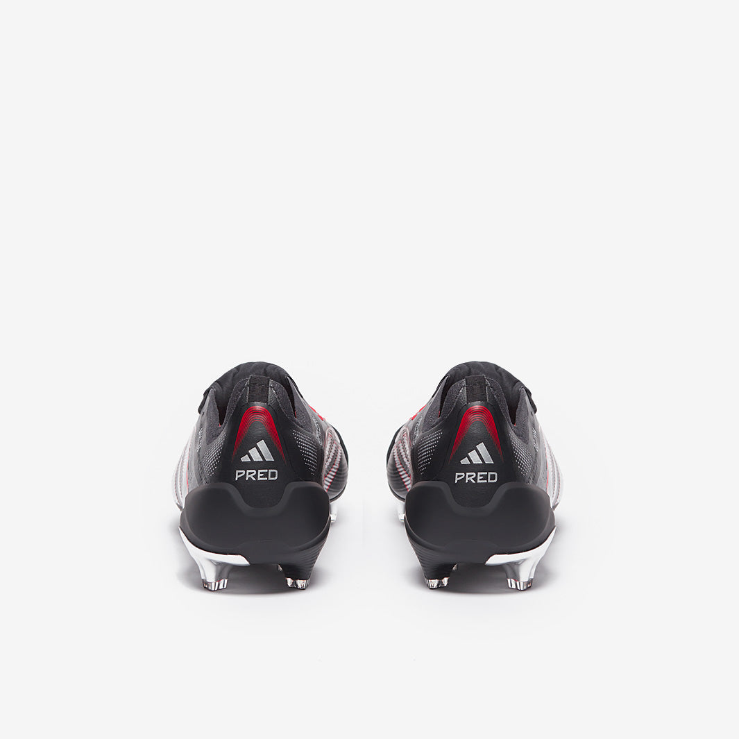 adidas Predator Elite Tongue Leather FG Football Boots Core Black/Silver Met/Vivid Red