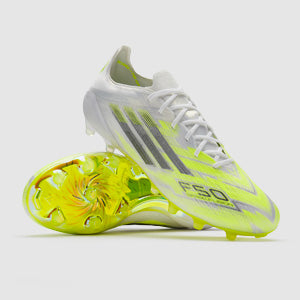 Adidas F50 Sparkfusion Elite Low FG/AG Football Boots Ftwr White/Iron Met./Hi-Res Yellow