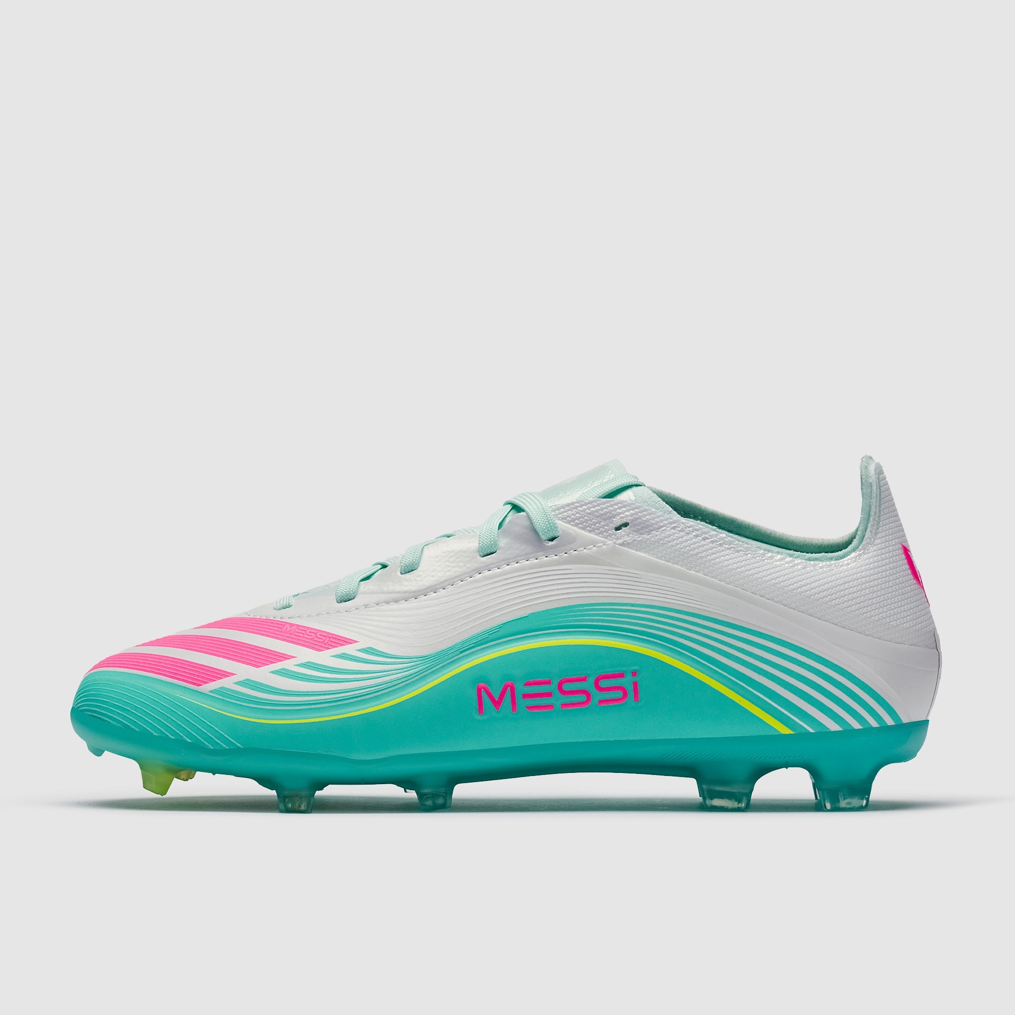 Adidas Kids F50 Elite X Messi FG Football Boots Ftwr White/Lucid Pink/Flash Aqua