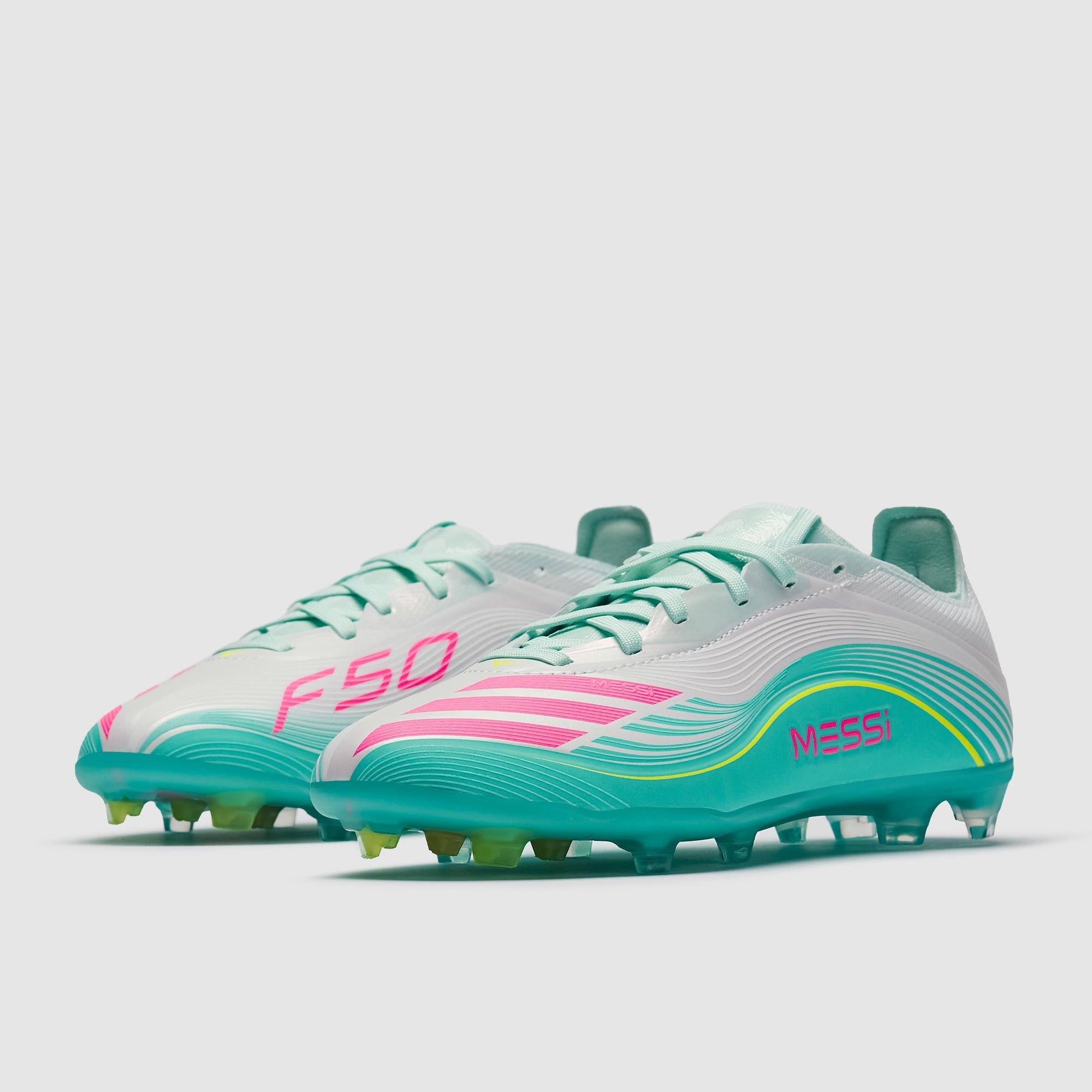 Adidas Kids F50 Elite X Messi FG Football Boots Ftwr White/Lucid Pink/Flash Aqua