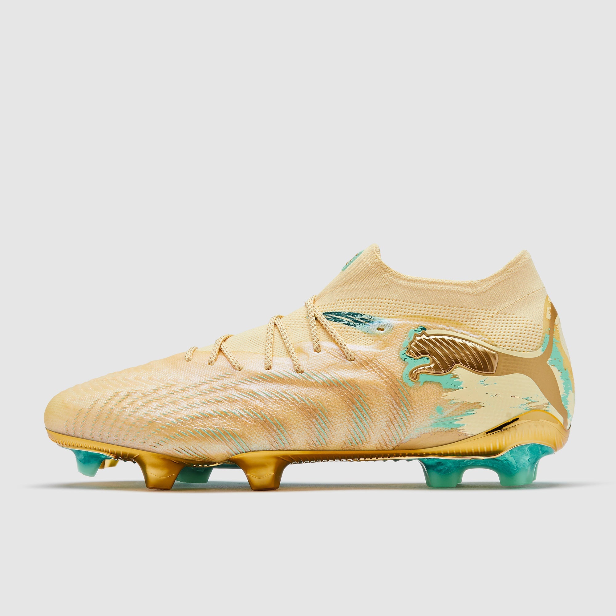 Puma Future 9 Ultimate FG Football Boots Creamy Vanilla/Puma Gold/Mint Jelly/Emerald Ice