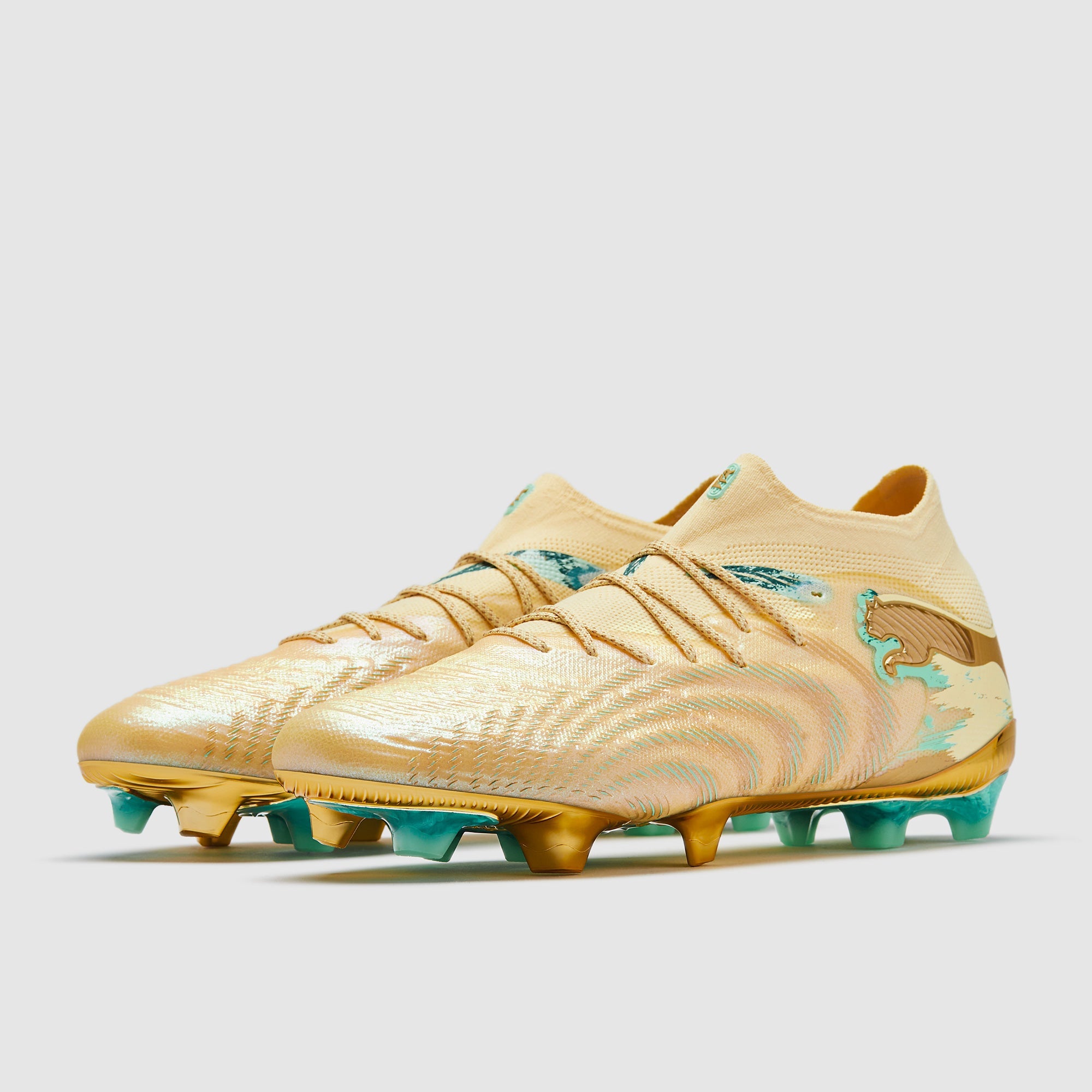 Puma Future 9 Ultimate FG Football Boots Creamy Vanilla/Puma Gold/Mint Jelly/Emerald Ice