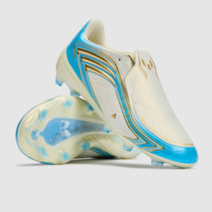 Adidas Kids F50 Elite X Messi FG Football Boots Ivory/Semi Blue Burst/Icey Blue