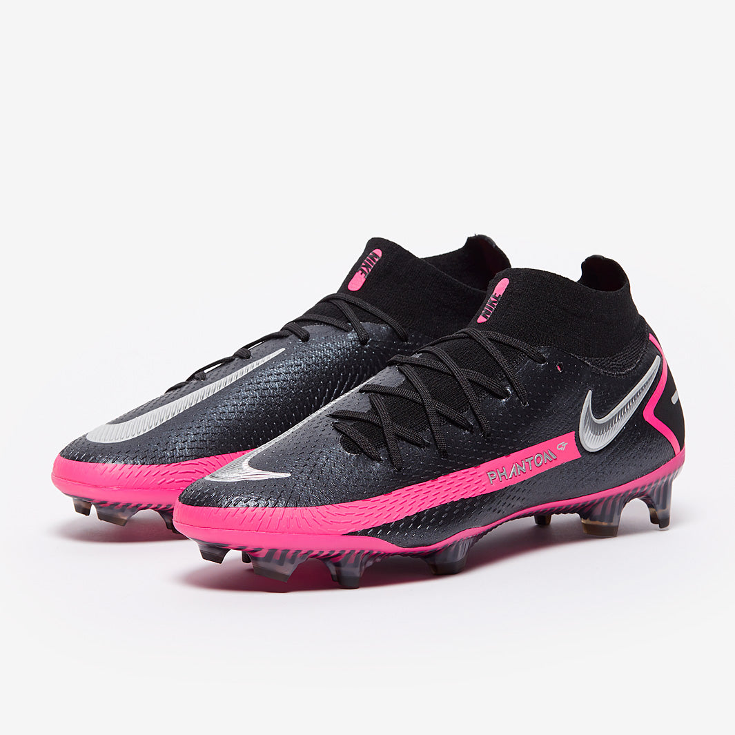 Nike Phantom GT Elite DF FG Chuteira Campo Preta e Prateada