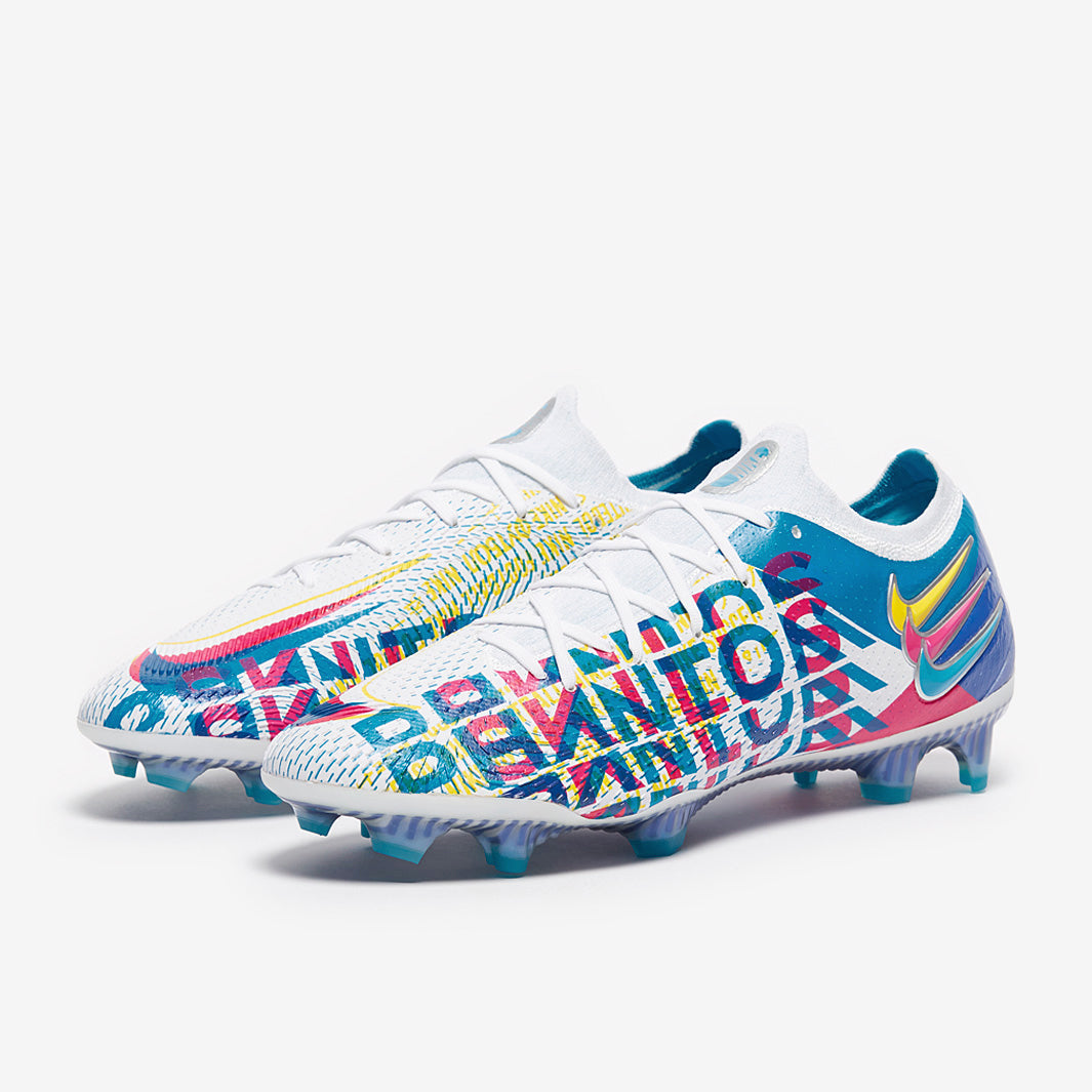 Nike Phantom GT Elite 3D FG Football Boots White/Chlorine Blue/Pink Blast/Opti Yellow