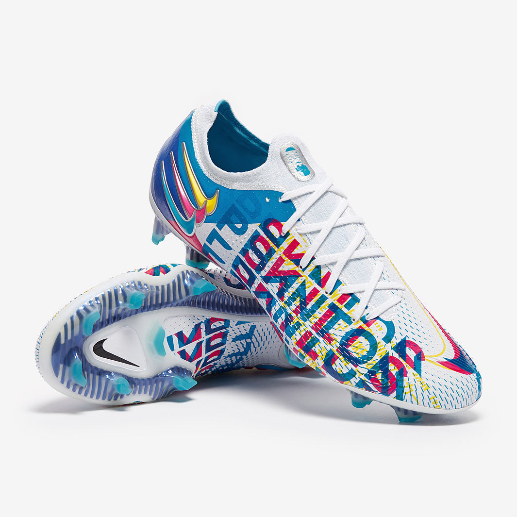 Nike Phantom GT Elite 3D FG Football Boots White/Chlorine Blue/Pink Blast/Opti Yellow