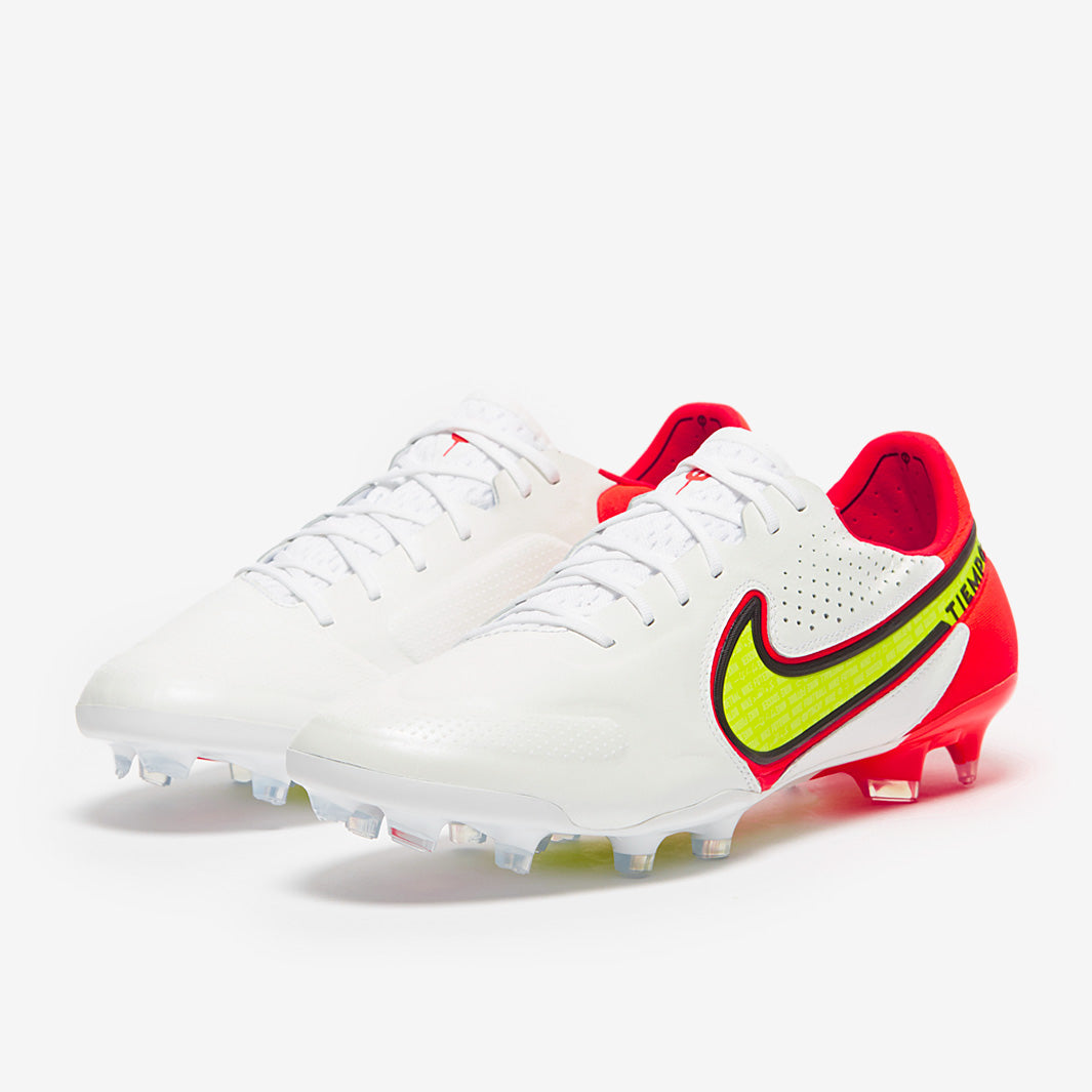 Nike Tiempo Legend IX Elite FG Football Boots White/Volt/Bright Crimson