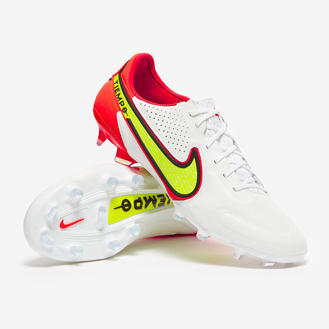 Nike Tiempo Legend IX Elite FG Football Boots White/Volt/Bright Crimson