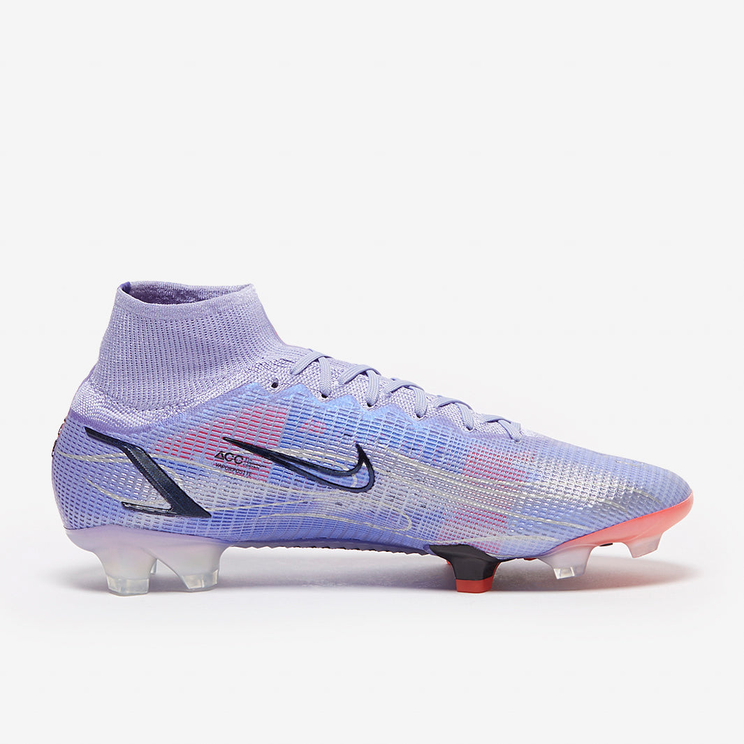 Nike Mercurial Superfly VIII Elite Mbappe FG Chuteira Campo Lilás/Prata