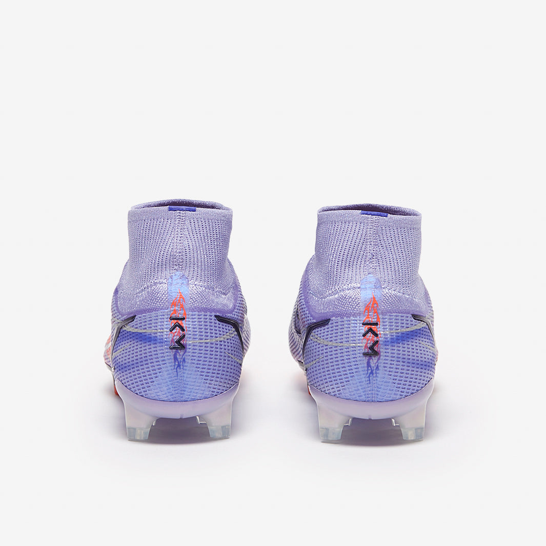 Nike Mercurial Superfly VIII Elite Mbappe FG Chuteira Campo Lilás/Prata