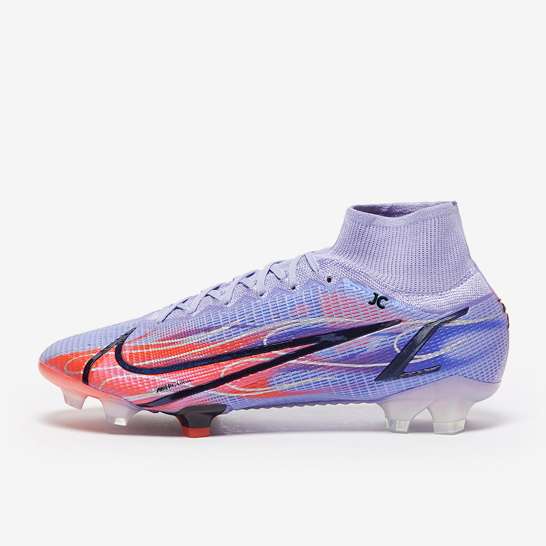 Nike Mercurial Superfly VIII Elite Mbappe FG Chuteira Campo Lilás/Prata