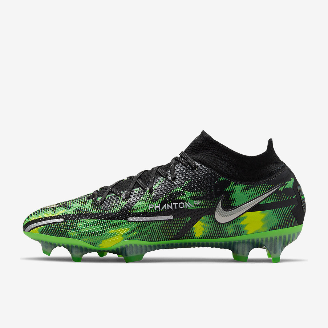 Nike Phantom GT II Elite DF FG Football Boots Black/Metallic Platinum/Green Strike