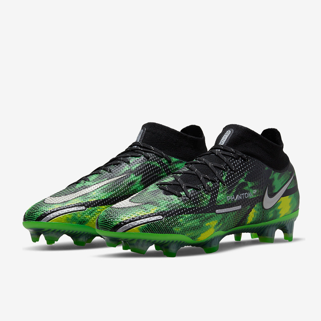 Nike Phantom GT II Elite DF FG Football Boots Black/Metallic Platinum/Green Strike