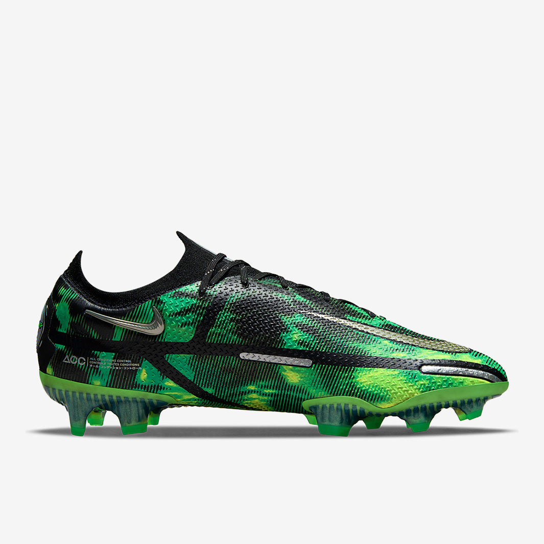 Nike Phantom GT II Elite FG Football Boots Black/Metallic Platinum/Green Strike