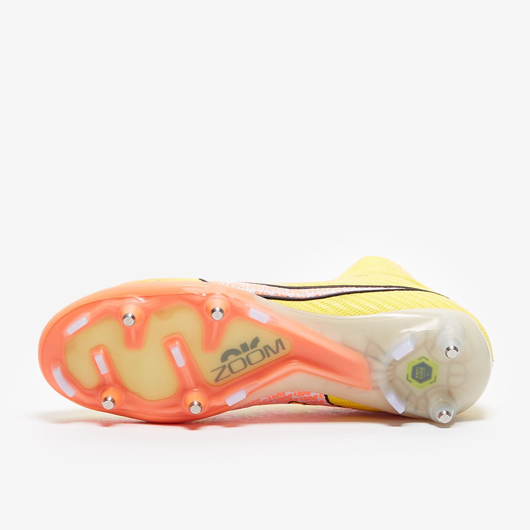 Nike Zoom Mercurial Superfly IX Elite SG Pro Anti-Clog Football Boots Yellow Strike/Sunset Glow/Barely Grape