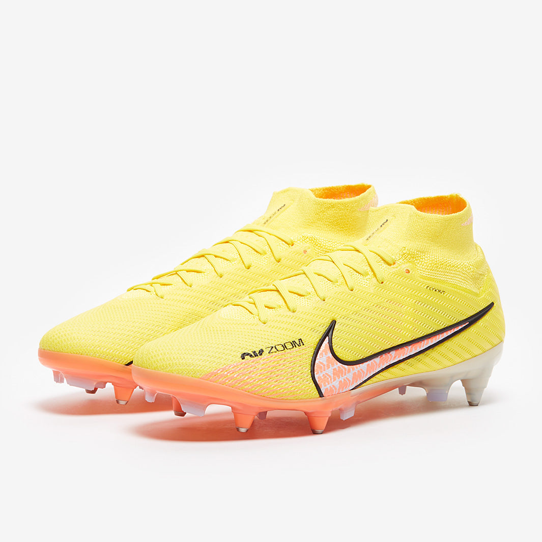 Nike Zoom Mercurial Superfly IX Elite SG Pro Anti-Clog Football Boots Yellow Strike/Sunset Glow/Barely Grape