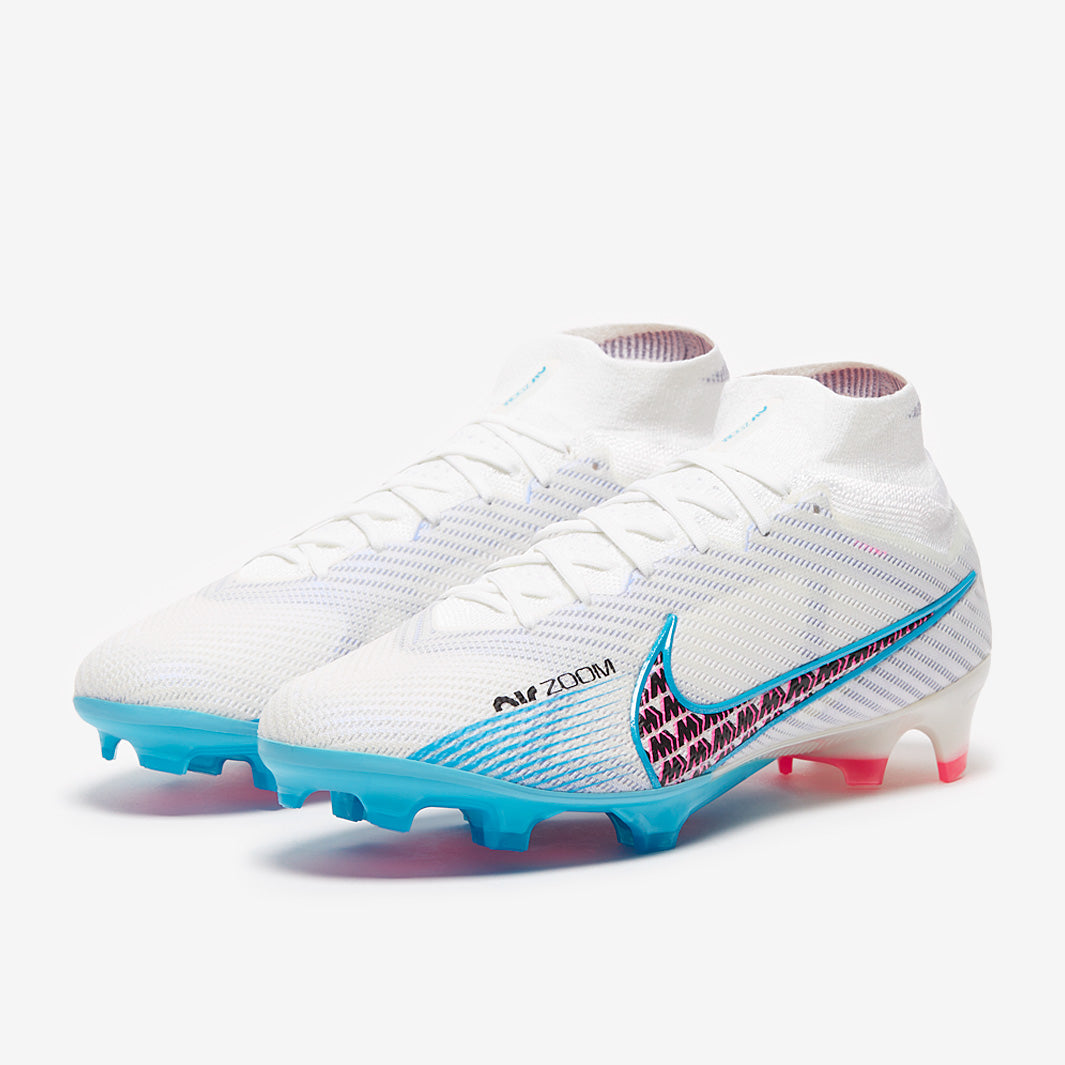 Nike Air Zoom Mercurial Superfly IX Elite FG Football Boots White/Baltic Blue/Pink Blast/Indigo Haze