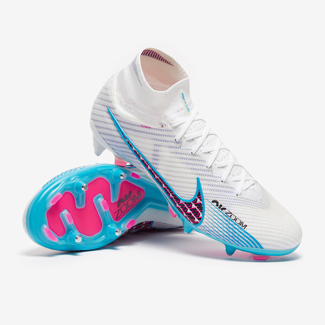 Nike Air Zoom Mercurial Superfly IX Elite SG-Pro Anti-Clog Football Boots White/Baltic Blue/Pink Blast/Indigo Haze