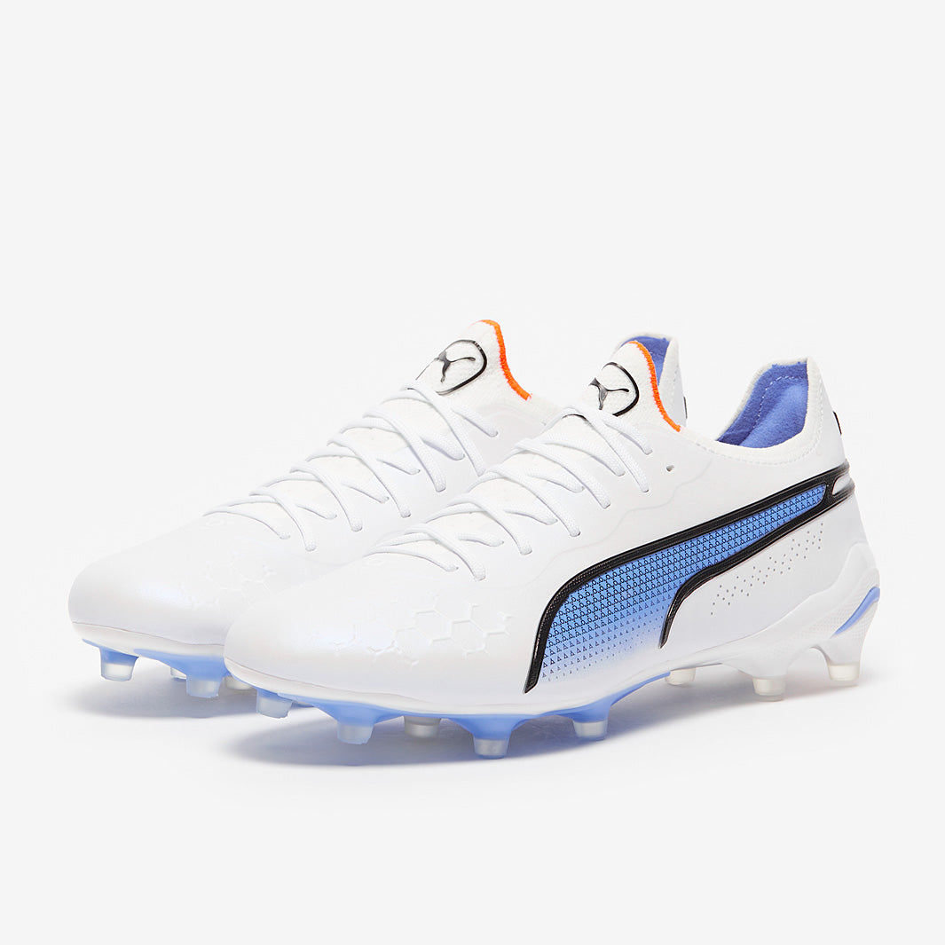 Puma King Ultimate FG/AG Football Boots Puma White/Puma Black/Blue Glimmer/Puma Ultra Orange