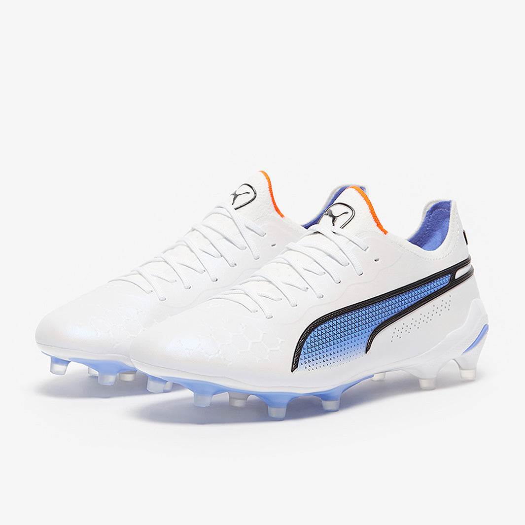Puma Women's King Ultimate FG/AG Football Boots Puma White/Puma Black/Blue Glimmer/Puma Ultra Orange