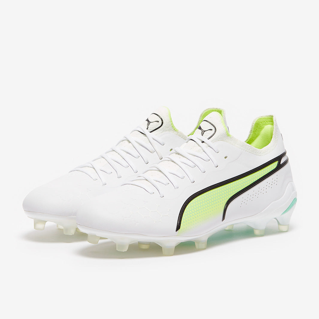 Puma Women's King Ultimate FG/AG Football Boots Puma White/Puma Black/Fast Yellow/Electric Peppermint